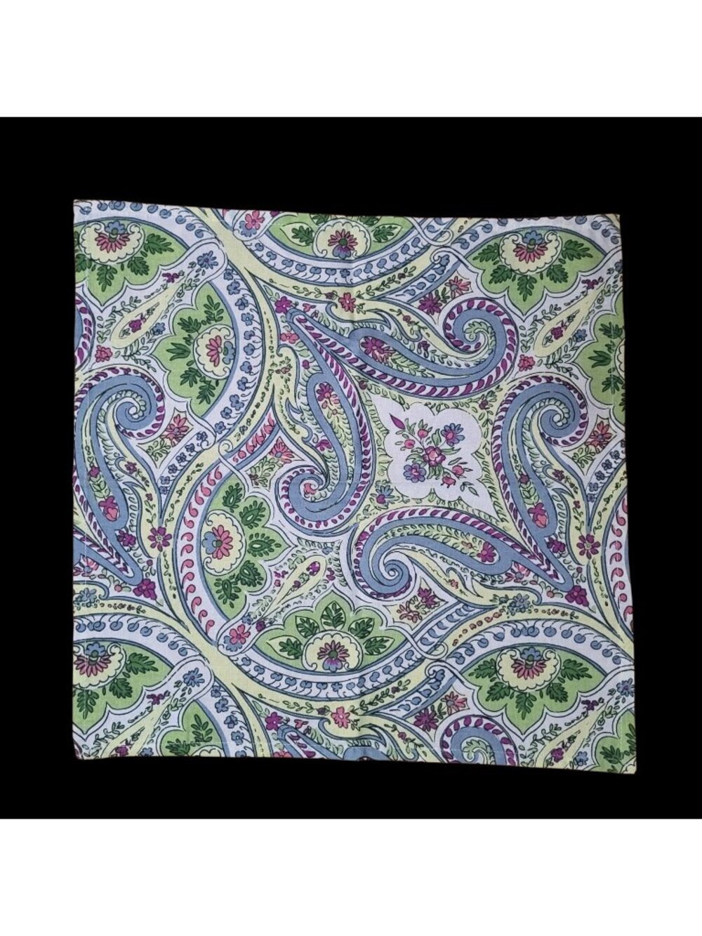 Set of 4 April Cornell 100% Cotton Fabric Napkins Green Blue Red Paisley 16"